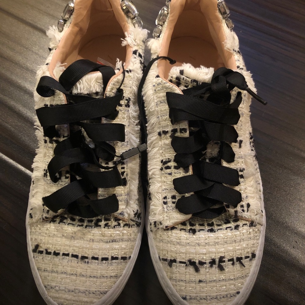 Zara tweed jeweled size 9 sneakers